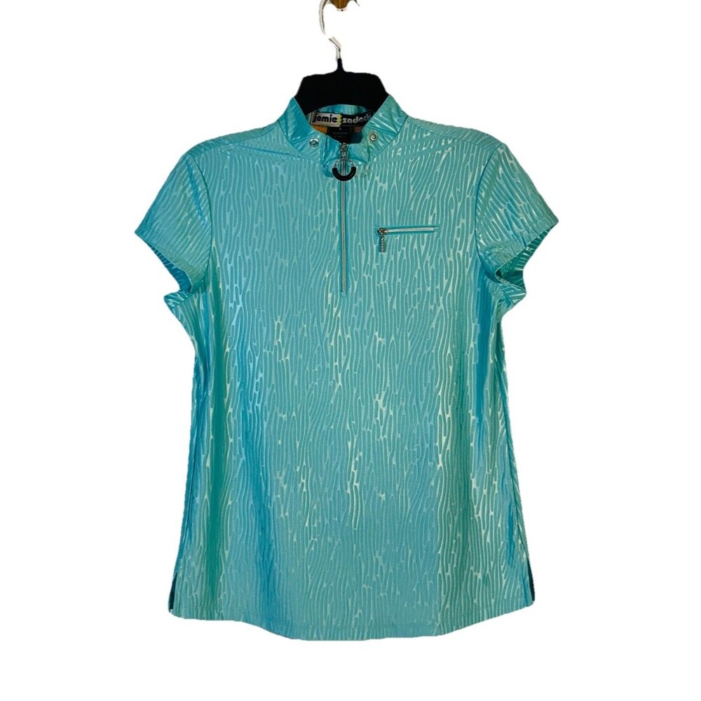 Jamie Sadock Womens Small Golf Shirt Top 1/4 Zip Short Sleeves Teal